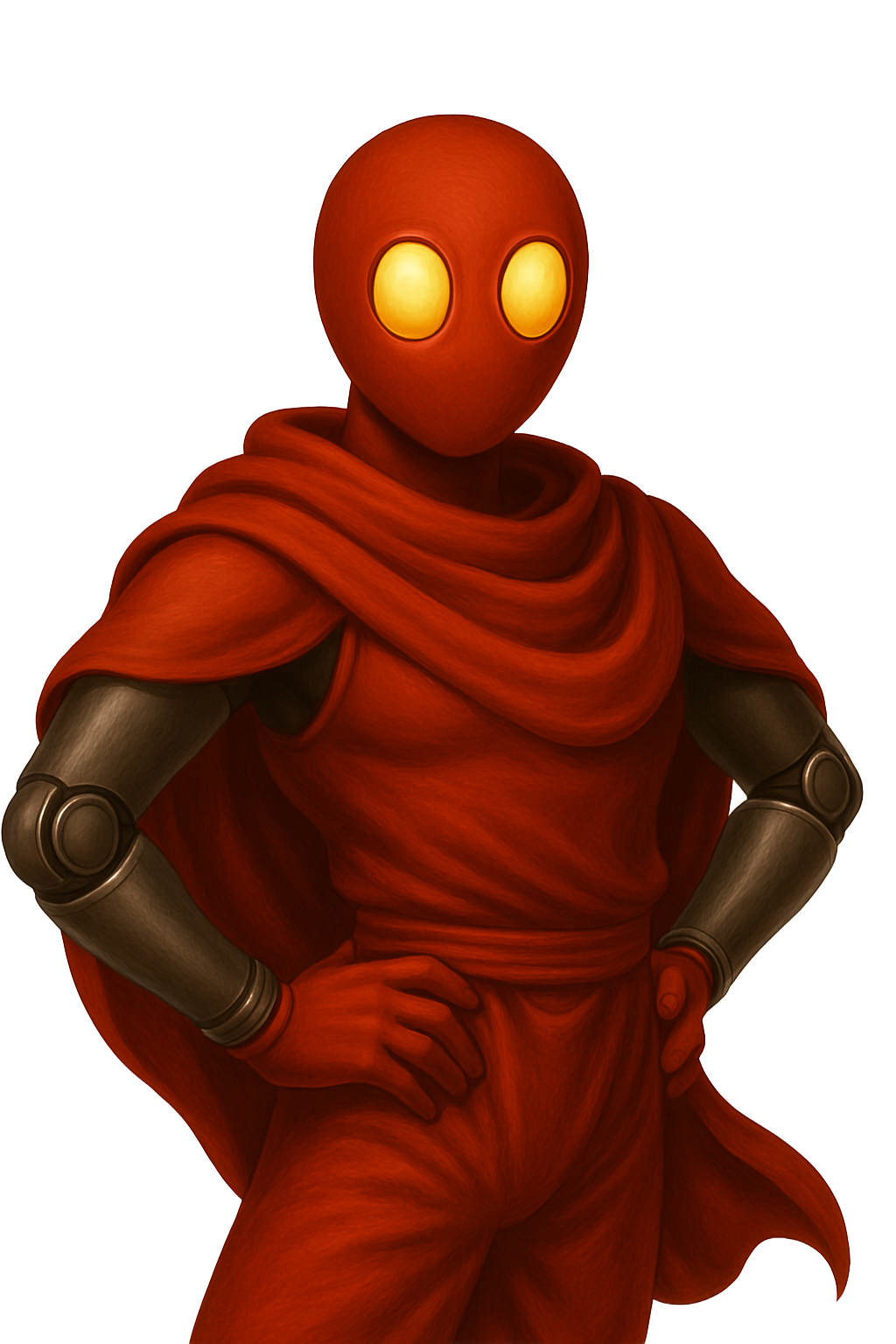 Red robot holding follow-up line