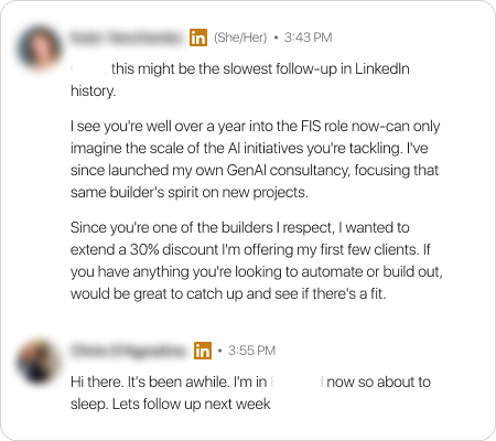 LinkedIn message conversation