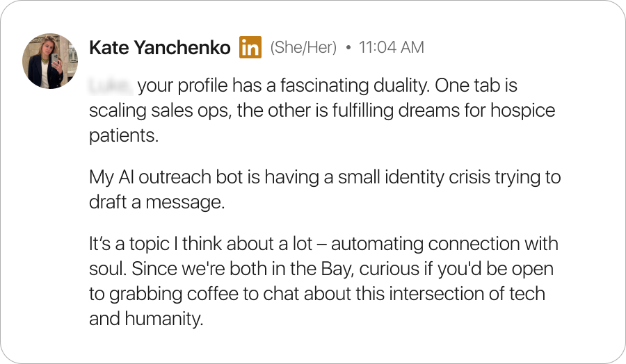 LinkedIn message conversation