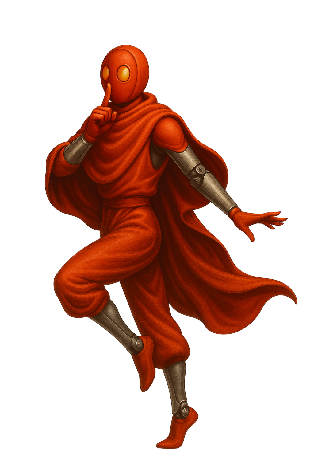 Red robot shushing